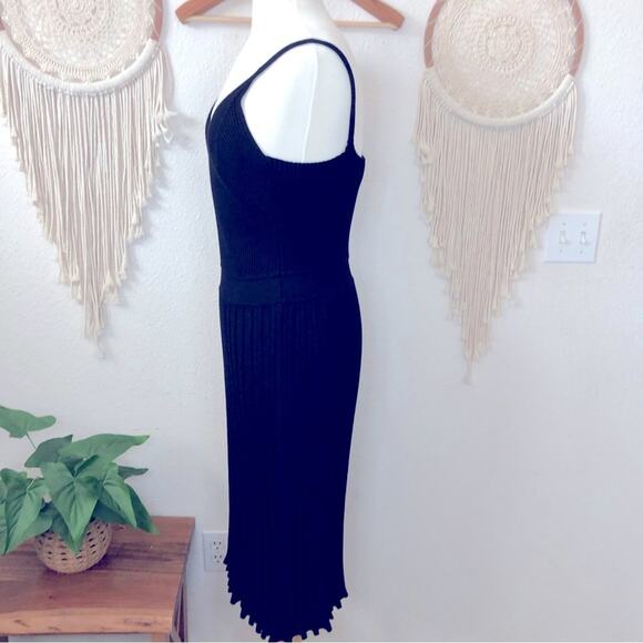 Milly black knit ribbed knit midi dress large - Picture 3 of 6
